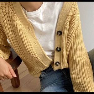 Everlane Texture Cotton Cardigan in Buttermilk